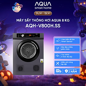 Máy sấy thông hơi Aqua 8KG AQH-V800H.SS - Bảo hành tận nhà - Freeship toàn quốc - Hàng chính hãng