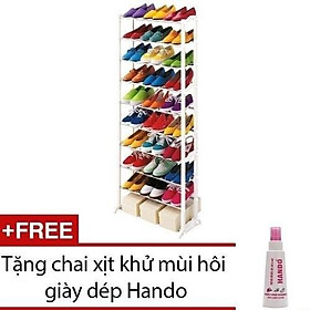 Kệ để giày dép 10 tầng đa năng + chai khử mùi hôi giầy mũ bảo hiểm Hando