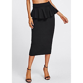 Chân váy công sở váy peplum bigsize CRPLV24 màu đen dài 63cm