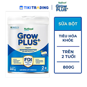 Sữa bột Nutifood Sweden GrowPLUS+ Tiêu Hóa (Xanh Nhạt) 2+ - Tiêu hóa khỏe, tăng cân (Lon 800g)