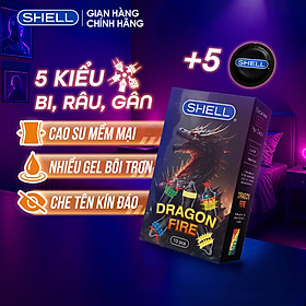 Bao cao su Shell Dragon Fire - Hộp 5 bao gai, bi nổi lớn + 5 bao Shell Performax (Hộp 10 cái) | SHELL CHÍNH HÃNG