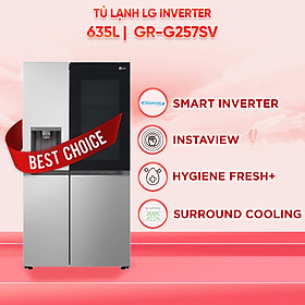 GR-G257SV - Tủ Lạnh Lg Instaview Lấy Nước Ngoài Uvnano 635l GR-G257SV - Hàng Chính Hãng - Chỉ Giao Hồ Chí Minh