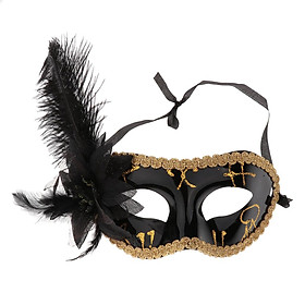 Feather Flower Mask Masquerade Ball Party Eye Mask Venetian Eye Mask Black