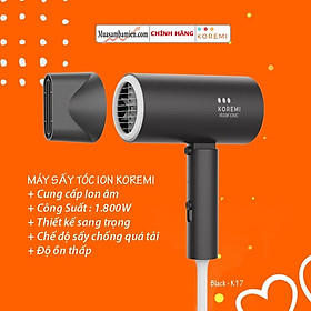 Máy sấy tóc cao cấp sấy nóng lạnh chuẩn salon công suất 1800W sấy tóc Koremi có ion âm bảo vệ tóc