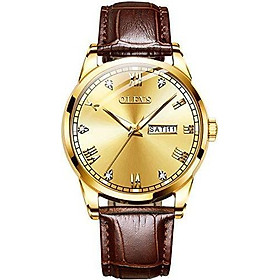 Amazon Watches,Brown Leather Watch for Men,Men Day Date Watch,Men's Luminous Watch,Dress Watch for Men,Rose Gold Watch for Men,Men's Fashion Quartz Watch,Men Watch on Clearance