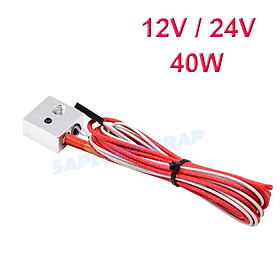 Phần Máy In 3D MK8 Đùn V5 J-head Hotend Làm Nóng Khối Nhôm 20X20X10Mm Với Nhiệt Điện Trở Gốm 12V 24V 40W Kích Thước: 24V
