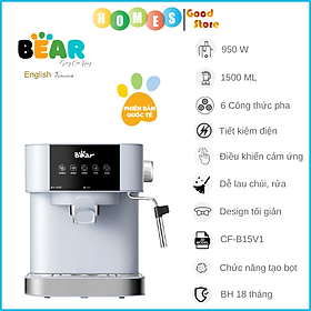 Máy Pha Cà Phê Tự Động Espresso BEAR CF-B15V1 Với Công Thức Pha Nespresso, Americano, Cappuccino Tạo Bọt Sữa Dễ Dàng Áp Suất 15 Bar Công Suất 950 W - Hàng Chính Hãng
