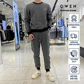 Bộ nỉ nam OWEN màu xám, bộ mặc nhà Thu đông dành cho nam chất liệu cotton cao cấp mã BMN221175
