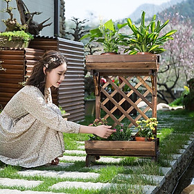 Mua Kệ cây cảnh 2 tầng  chậu gỗ trồng cây trang trí phòng khách  ban công  sân vườn mẫu mới phong cách cổ điển trang nhã