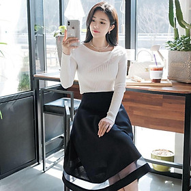Chân váy xòe lưới tiểu thư sang trọng - 3 màu, thích hợp mặc dự tiệc hoặc công sở