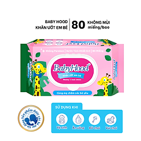 Combo Khăn Ướt Em Bé Không Mùi BABYHOOD | 80 Miếng/Bao