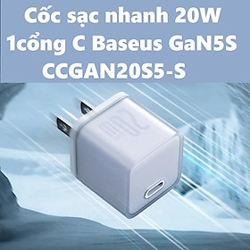 Củ sạc nhanh 30W 20W 1cổng Type C cho iP 14/15 series laptop tablet Baseus GaN5S CCGAN30S5-S _ Hàng chính hãng
