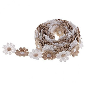 2X 3 Yards 25mm Daisy Flower Embroidery Lace Trim Ribbon Sewing Crafts Coffee