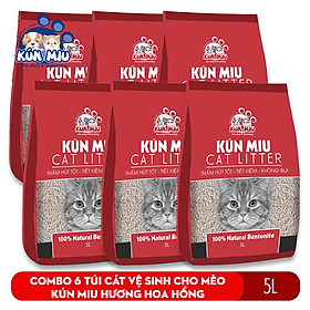 Cát vệ sinh cho mèo Kunmiu Hương hoa hồng 5L - 6 gói