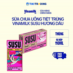 Sữa chua uống hương dâu Vinamilk Susu - Thùng 48 hộp 110ml.