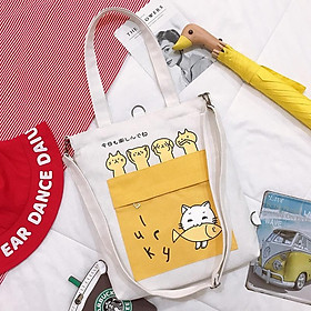 Túi tote bag vải canvas túi a4 đeo chéo đeo vai dùng đi học đi chơi TX94