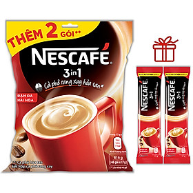 NESCAFÉ 3in1 Cà phê rang xay hòa tan Đậm đà hài hòa (Túi 46 gói x 17g) - Tặng thêm 2 gói