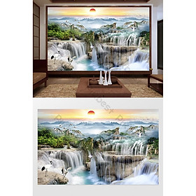 Tranh dán tường Tranh 3d dán tường phong thủy phòng khách phòng ngủ hiện đại 09 (kích thước lớn)
