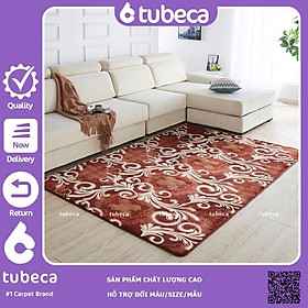 Mua Thảm Nhung Mịn Cao Cấp Trải Sàn Phòng Khách | Hoạ Tiết Đuôi Phượng | Dày dặn | 2m x 1m6 | TUBECA
