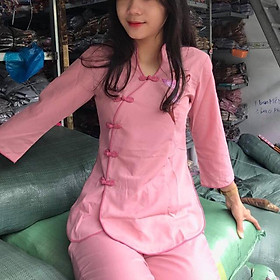 Đồ Lam # Mẫu Tàu Cài Xéo Hoa Thêu Thư Pháp# Đồ Bộ # Quần Áo Nữ