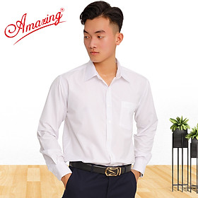 Áo sơ mi trắng Amazing cho nam, form regular căn bản, áo nam tay dài, chất vải bamboo mềm mượt mát, thời trang nam công sở cao cấp