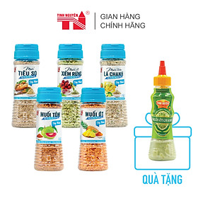 Hình ảnh [Tặng Xốt Muối Ớt Chanh] COMBO 5 chai muối chấm TINH NGUYÊN: Muối Ớt Tây Ninh, Muối Tôm Tây Ninh, Muối Ớt Xiêm Rừng, Muối Tiêu Lá Chanh, Muối Tiêu Sọ