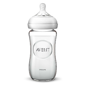 Bình sữa thủy tinh Philips Avent mô phỏng tự nhiên 240ml cho trẻ từ 1 tháng tuổi SCF673/13