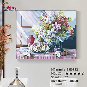 Mua Tranh sơn dầu số hóa tô màu theo số Tranh lọ hoa đón nắng sớm bên cửa sổ mã BH0332