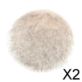 2xFaux Seat Cushion Cushion Artificial Sheepskin Carpet White Gray 35cm