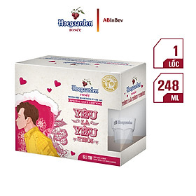 Hộp Love Is Love 6 Chai Hoegaarden Rosee (248ml/ Chai) - Tặng Kèm Ly "Thả Thính" Hoegaarden (Giao Ngẫu Nhiên)