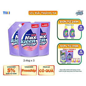 Combo 3 Túi Nước Giặt Xả Maxkleen Hương Hoa Nắng (2.4kg/túi)