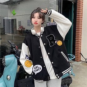 Áo Khoác Bomber In R Girl Power Icon Mặt Cười Form Unisex Chất Nỉ Bông