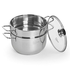 Bộ nồi xửng hấp Inox 430 3 đáy nắp kính Fivestar 24cm/ 26cm/ 28cm/ 30cm/ 32cm