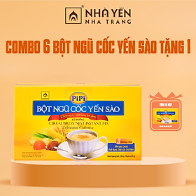 Combo 6 Hộp Bột Ngũ Cốc Yến Sào PiPi Tặng 1 Hộp  - Nhà Yến Nha Trang - Hộp 10 Gói - Loại Có Đường - Bột Ngũ Cốc Dinh Dưỡng - Ngũ Cốc Ăn Sáng - Hàng Chính Hãng