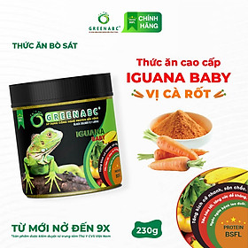 Thức ăn IGUANA BABY Cà Rốt GREENABC. Dành cho từ mới nở cho đến 9x, tăng size, màu đẹp – Hộp 230g