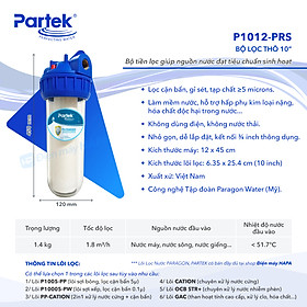 Mua Bộ Lọc Thô PARTEK P1012-PRS 10 inch Cao Cấp Công Nghệ Mỹ Chuẩn NSF - Hàng Chính Hãng - (Cốc Lọc Sinh Hoạt 10in  Lọc Nước Đầu Nguồn  Tiền Xử Lý Nước Sinh Hoạt  Sediment Filter  Pre-treatment 5 micron  P1012PRS P1005-PP PP-CATION)