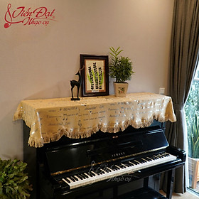 Khăn Phủ Đàn Piano Vải Nhung Thêu Họa Tiết Nốt Nhạc KU-18