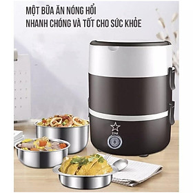 Cặp Lồng Hộp Cơm Cà Men Giữ Nhiệt 3 Tầng Bằng Inox Có Lõi Cắm Điện Hâm Nóng Thức Ăn.