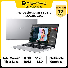 Mua Laptop Acer Aspire 3 A315 58 787C i7 1165G7/8GB/512GB/15.6 F/Win11/(NX.ADDSV.00J)/Bạc - Hàng chính hãng