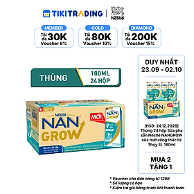 [23.09-02.10 Mua 2 Tặng 1] Thùng sữa bột pha sẵn Nestlé NANGROW 6(4x180ml) sữa mát công thức từ Thụy Sĩ với 100% Canxi giúp bé cao lớn vượt trội dành cho bé từ 1 tuổi
