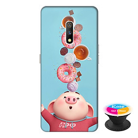 Ốp lưng dành cho điện thoại Realme X hình Heo Con Ăn Bánh - tặng kèm giá đỡ điện thoại iCase xinh xắn - Hàng chính hãng