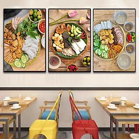 Tranh treo tường tráng gương bún đậu mắm tôm 3 trang trí quán ăn ,nhà hàng(kèm đinh 3 chân)