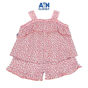 Bộ quần áo Ngắn bé gái họa tiết Hoa Sao Nhí Hồng cotton. - AICDBGDOFCOU - AIN Closet