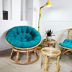 Ghế papasan ( nệm vải bố cotton xanh ngọc)