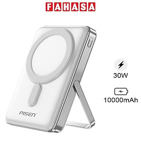 Sạc Dự Phòng Pisen Quick - POWERMag 30W Digital 2-in-1 10000mAh - Màu Trắng