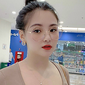 Gọng kính cận nữ - nam, 2 màu đen và vàng, tròng kính giả cận không độ trong suốt, mã DKY0045. Gọng kim loại nhẹ, không gỉ, form ôm mặt.