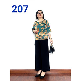 Bộ Đồ Trung Niên Phối Áo Lụa Satin và Quần Đũi Lụa Cao Cấp Cho Mẹ Phù Hợp Mặc Đi Ra Ngoài cũng như ở Nhà - Tuấn Tú Store