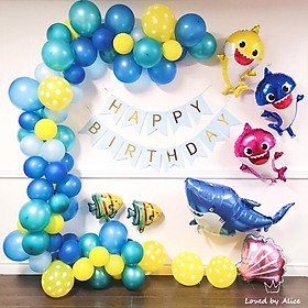 Set bong bóng trang trí sinh nhật cho bé baby shark balloon tcl43