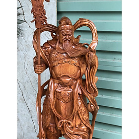 Tượng quan công cầm đao trấn ải bằng gỗ hương đá tuyệt đẹp kt cao 40×16×11cm