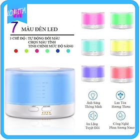 Máy xông tinh dầu siêu âm cao cấp 550ml  - Đèn LED 7 màu - Chế độ máy khuếch tán tinh dầu mạnh - Hẹn giờ tự tắt - Xông hơi liên tục 24h - Kèm Remote -  Tặng 1 tinh dầu 10ml